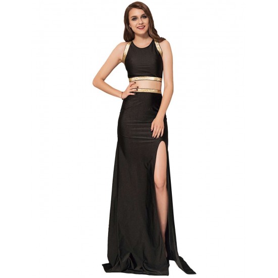 Plus Size Black Cross-strapped Gown