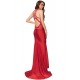 Plus Size High Neck Red Embroidery Flower Backless Party Dress