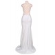 Plus Size Embroidery Sleeveless High Neck Backless White Party Gown