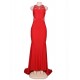 High Neck Red Embroidery Flower Backless Party Dress