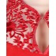 Plus Size High Neck Red Embroidery Flower Backless Party Dress