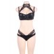 Plus Size Black high neck lace bralette set