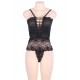 Black Lace Personality Lace-up Sexy Teddy