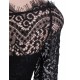 Black Delicate Floral Lace Low Hem Evening Dress