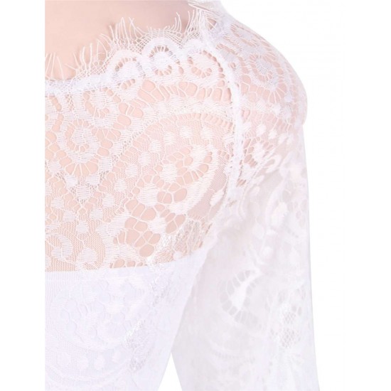 Plus Size Elegant Lace Hi-low White Evening Dress