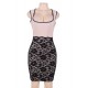 Plus Size Fashion Black Floral Lace Stitching Boat Neck Dress