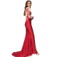 Plus Size Red Elegant Embroidery Long Sleeve Maxi Party Dress