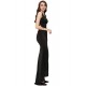 Black Simple Straps Backless Slit Party Gown