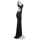 Plus Size Black Simple Straps Backless Slit Party Gown