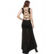 Plus Size Black Simple Straps Backless Slit Party Gown