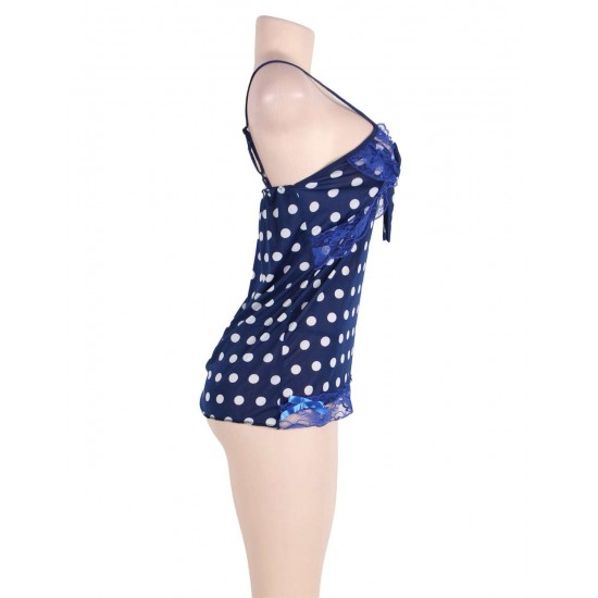 Sweet blue polka dots sexy babydoll