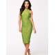 Structured Bodycon Sleeveless Green Midi Dress