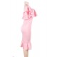 Plus Size Pink Ruffle Off-Shoulder Mermaid Bodycon Dress