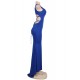 Blue Croch Straps Back  Slit Party Gown