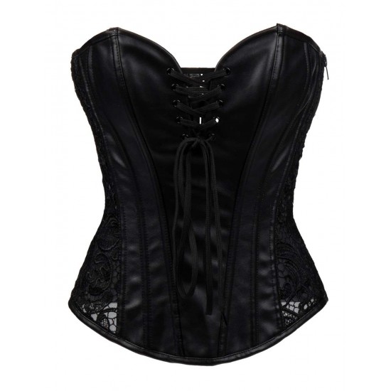 Elegant Black Brocade Bridal Corset