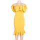 Ruffle Off-Shoulder Bodycon Party Yellow Mermaid Dress