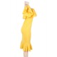 Plus Size Ruffle Off-Shoulder Bodycon Party Yellow Mermaid Dress