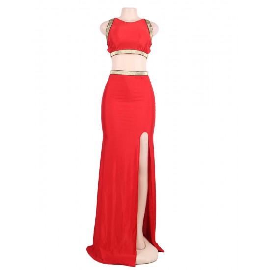 Plus Size Red Separate Golden Edge Dress