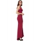 Plus Size Red Croch Straps Back  Slit Party Gown