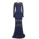 Fishtail Elegant Blue Stripe Evening Dress