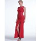 Elegant Red Side Lace Detail Ruched Dress