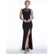 Elegant Black Slit Side Ruched Dress