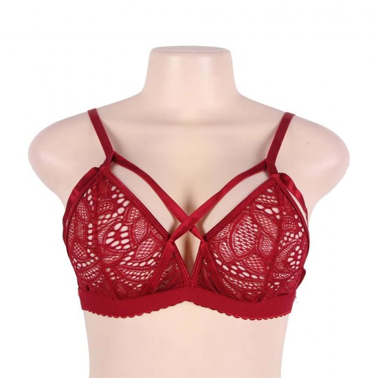 Sexy Red Strappy Harness Bralette Bra