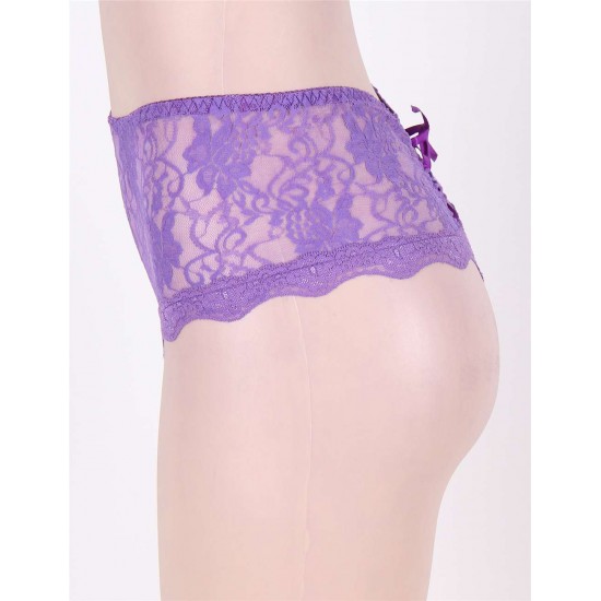 Purple Open Crotch Sexy Lace Panty