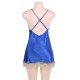 Deluxe Satin Lace Stitching Blue Babydoll