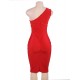 Plus Size Delicate Red One-shoulder Bodycon Dress