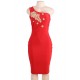 Plus Size Delicate Red One-shoulder Bodycon Dress