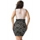 Plus Size Fashion Black Floral Lace Stitching Boat Neck Dress