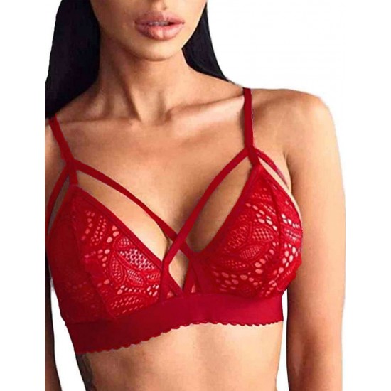 Plus Size Red Strappy Harness Bralette Bra