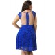 Plus Size Ocean Blue Round Neck Lace Bodycon Dress