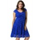 Plus Size Ocean Blue Round Neck Lace Bodycon Dress