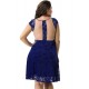 Plus Size Lace Round Neck Elegant Blue Bodycon Dress