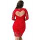 Plus Size Lace Heart Sexy Red Slim Fashion Dress