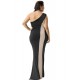 Plus Size Black And Nude One Shoulder Maxi Dress