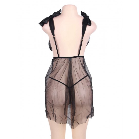 Seduction Black Mesh Babydoll with G-string