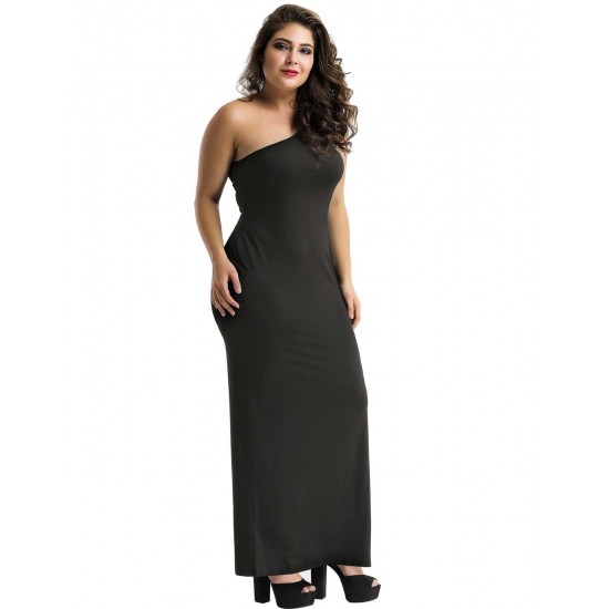 Black One Shoulder Plus Size Dress Wholesale