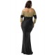 Plus Size Boat Neck Khaki Lace Evening Gown