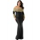 Plus Size Boat Neck Khaki Lace Evening Gown