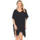 Black Pom Pom Tassel Hem Gauze Cover up