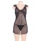 Black Mesh Lace Babydoll With G string