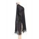 Black Pom Pom Tassel Hem Gauze Cover up