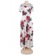 Short Sleeve Pocket Design White Floral Maxi Dress