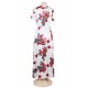 Plus Size Pocket Design Short Sleeve White Floral Maxi Dress