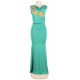 Green Elegant Embroidery Backless Sleeveless Party Gown