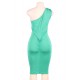 Delicate Green One-shoulder Bodycon Midi Dress