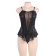 Black Stereoscopic Flower Lace Sexy Babydoll